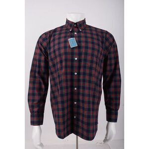Castaway Nantucket Island Mens Chase Oxford Shirt Size M Navy blue Red Plaid NWT